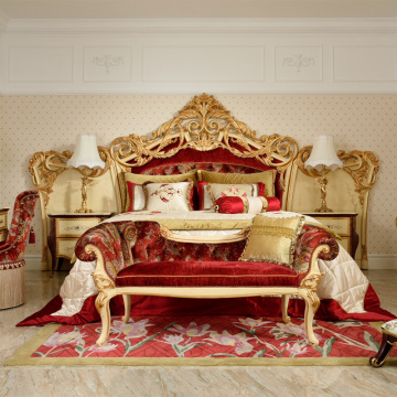 Luxurious Modern Simple Bedroom Furniture Set - Solid Wood Double Bed Frame with Fabric Design