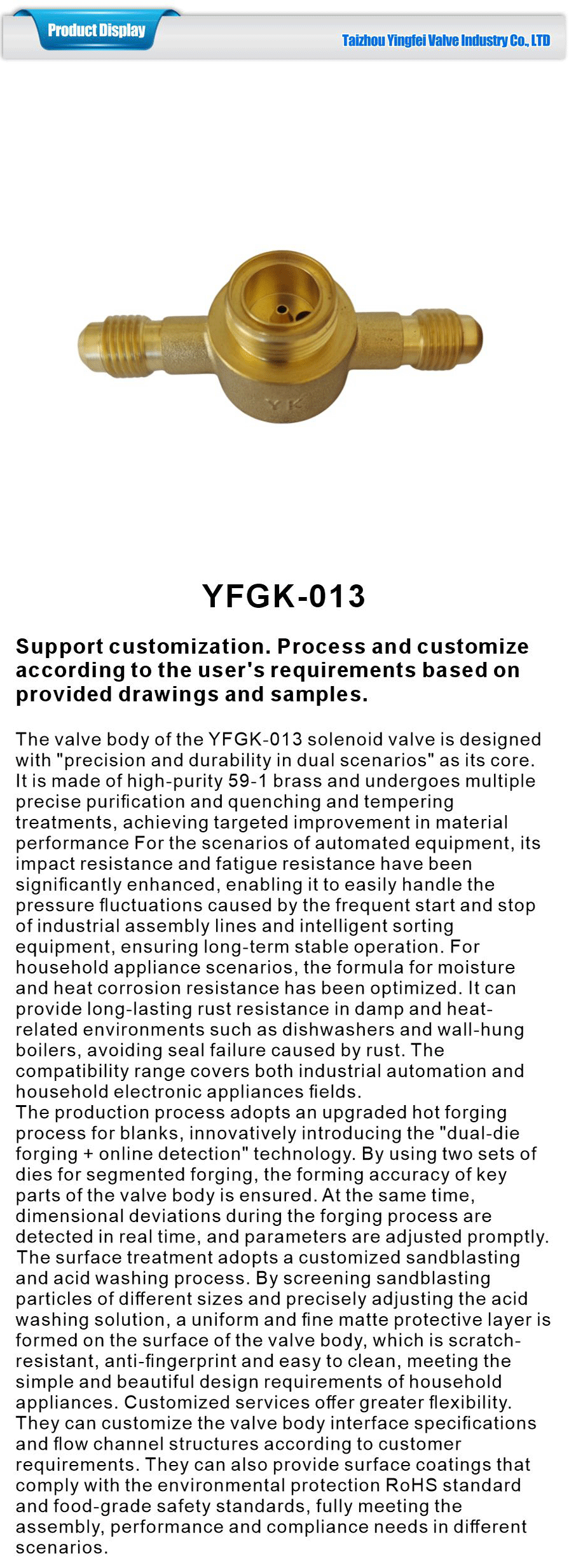 Electromagnetic valve body for household appliances-xiangqing1-YFGK-013