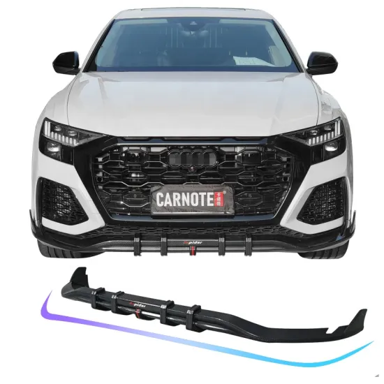 Light Real Carbon Fiber Front Spoiler Bumper Lip for Audi RSQ8 2018-2023 Car Lower Splitter Blade