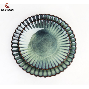 Green Flower Shape Ceramic Plates for Hotels and Restaurants