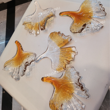 Hotsale Modern Ginkgo Leaf Amber Chandelier for Restaurant Decor