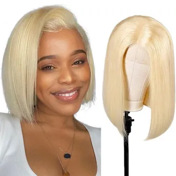 Cheap Lace Front 613 Honey Blonde Bob Wig,Short HD Full Lace Human Hair Wig,613 transparent Curly Human Hair Lace Front Wig