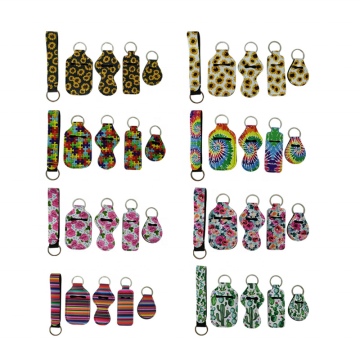 Marble Safety Keychain Holder Set with Chapstick and Lip Gloss Balm for Women