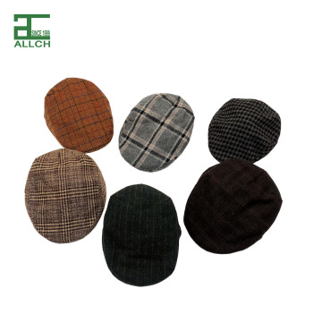 Adult Winter Autumn European Style Tweed Newsboy Hats and Flat Caps for Men
