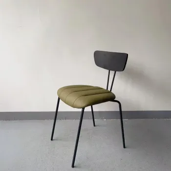 Nordic Minimalist Synthetic Leather Dining Chair with Metal Legs for Modern Hotel Restaurant