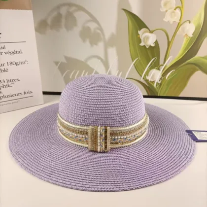 Retro Style Ladies Sun Hat - Hot Selling Summer Beach Sunscreen Grass Straw Boater Hat