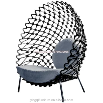Hot Sell Outdoor Hanging Rattan Egg Chair - Red Rope Cord Patio Swing