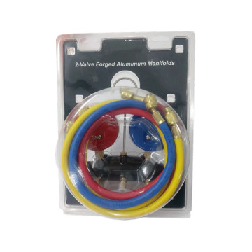2 Way Brass Manifold Gauge Set Manual Couplers Mini Die Injector