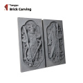 A pair of brick carved door god statues