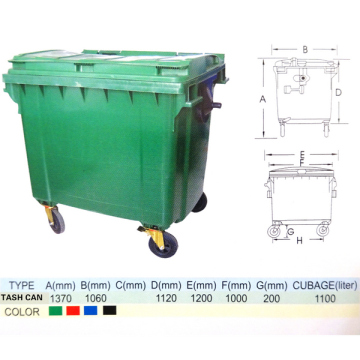 1100L Huge Garbage Can, HDPE Material, UV Protection, Corrosion Resistant