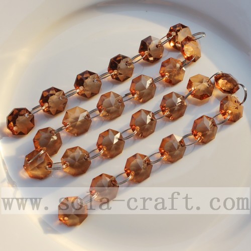 Brown Acrylic Faceted Octagon Beaded Hanging Spacer Curtain Chains