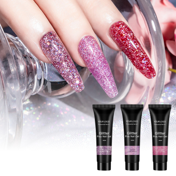 18 Colors Glitter Fast Builder Extend Gel Polish Acrylic Reflective Gel Nail Glitter Poly Gel