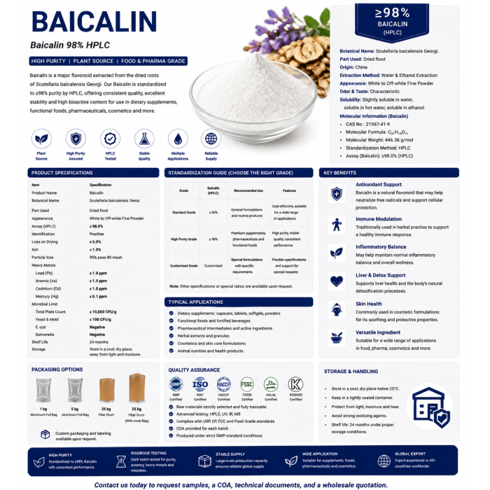 Polvo de baicalina de alta pureza