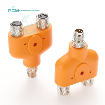 Actuator Sensor Y Splitter M8 4 Pin Male to Female T Adapter for M8 Circular Connectors