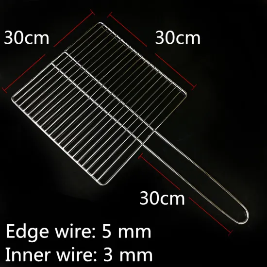 30 X 30 Cm Barbecue Basket Stainless Steel Outdoor BBQ Grill Mesh with Handle