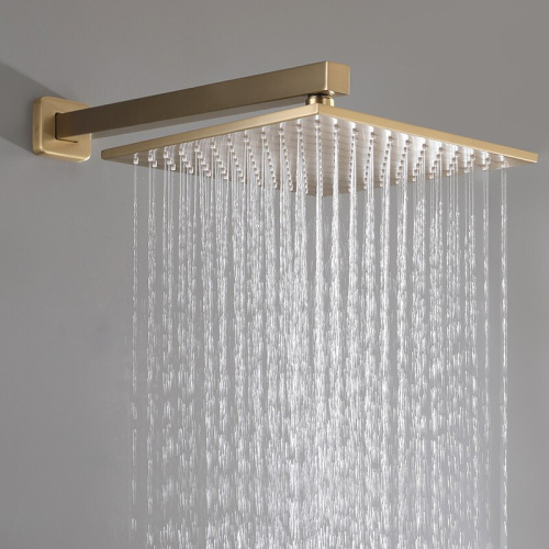 Brushed Gold Concealed Brass Bathroom 2-Function Shower Set