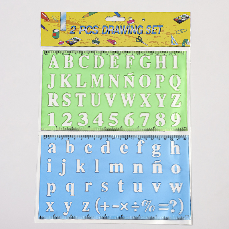 2 Color Transparent Alphabet Stencils Ruler Set For Kids, High Quality ...