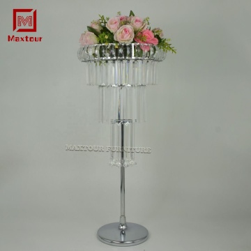 Metal Crystal Tall Vases with Sparkling Beads for Wedding Centerpieces