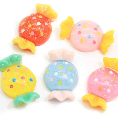 Multi Color Candy Shaped Resin Cabochon Kids Toy DIY Decoration Beads Charms Bedroom Desk Ornaments Beads Spacer