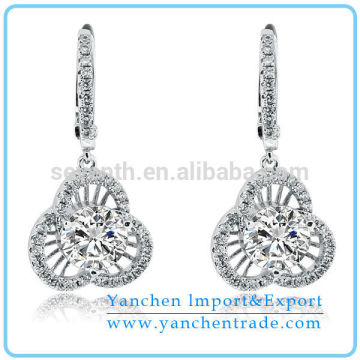 Elegant Copy Brand Newest Arrival Luxury Wedding Jewelry Long Earring With AAA CZ Stone Rhodium Plated