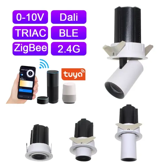 Tuya Zigbee RA90 Rotatable Recessed LED Downlight for Hotels and Restaurants