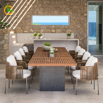 Modern Teak Outdoor Patio Dinner Furniture for Luxury Hotel and Villa Dining