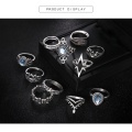 7 sets Vintage Silver Knuckle Rings Set Stackable Joint Finger Ring for Women Bohemian Midi Boho Crystal Stacking Pack