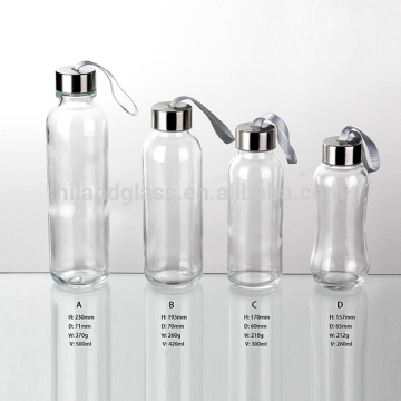 High quality fashionable glass water bottle with cap