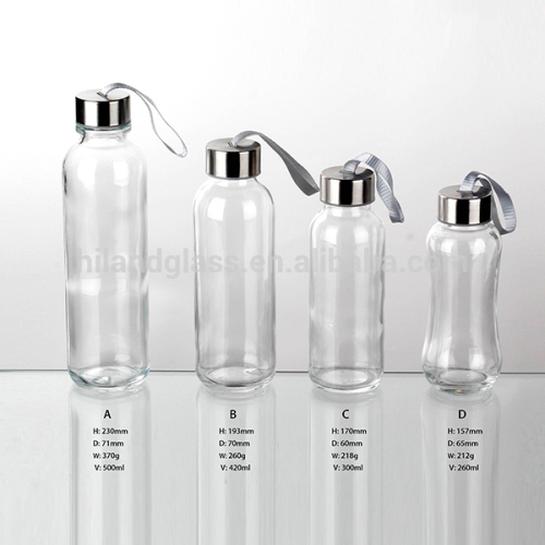 High quality fashionable glass water bottle with cap