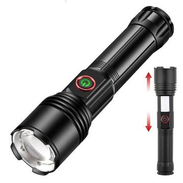 USB-C Rechargeable Bright LED COB Zoom Torch Light with XHP50 LED and Power Bank Function - Tactical and Long Range Flashlight