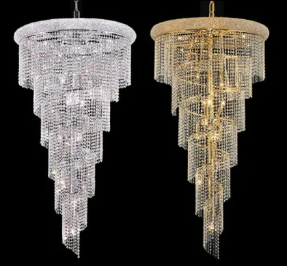 Modern spiral indoor crystal walnut chandler