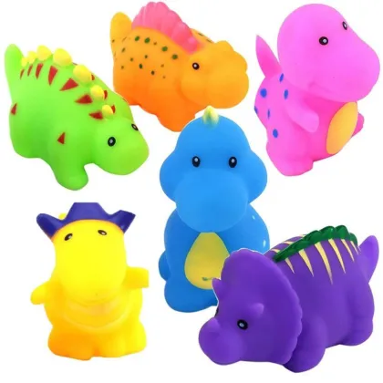 Bath Toys Bathroom Toys For Kids Rubber 6Pcs Silicone Dinosaur Baby Bath Toys Cute Animal Water Bathing Shower Fun Toy #20