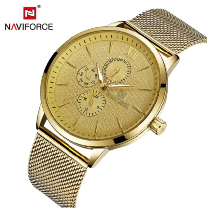 NAVIFORCE New 3003 Men's Watch, Mesh Strap, Six-Hand Waterproof Quartz Watch