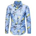 Camisa havaiana masculina de manga comprida