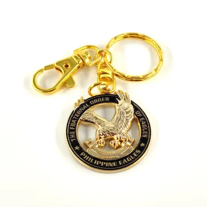 Philippine Eagle Keychain: 3D Cut Out Gold and Black Designs