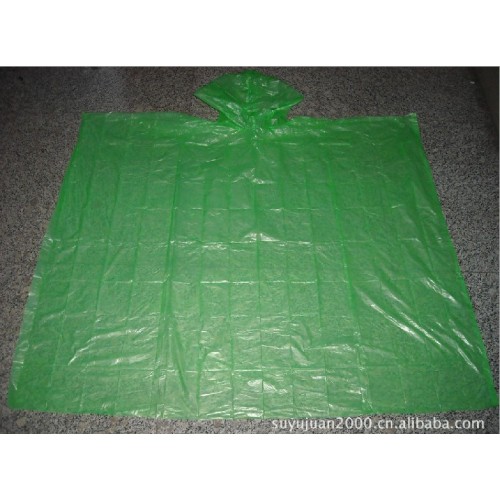 Disposable PE rain poncho with customized printed logo