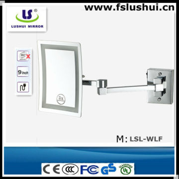 high-end rectangle led pewter framed mirror