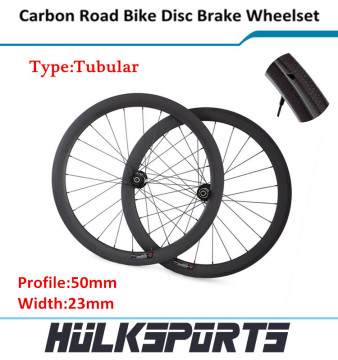 OEM Ultra light carbon disc brake wheelset 50mm 700c road bike tubular wheels bicycle carbon disc wheel