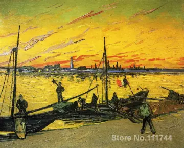 Hand painted art on canvas Coal Barges Vincent Van Gogh painting for sale High quality