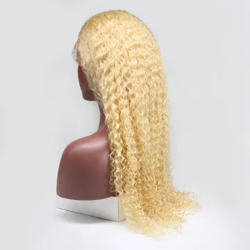 Guangzhou Vendors 613 Curly Lace Front Wigs Natural Hairline Blonde Deep Wave Closure Frontal Human Hair Wig 613 Full Lace Wig