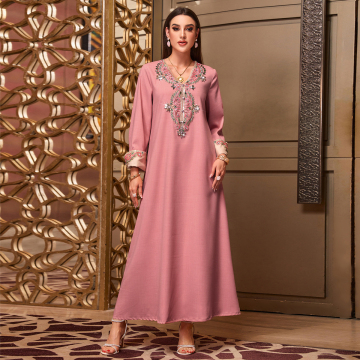 Luxe handgemaakte Jalabiya Abaya-jurk met kralen