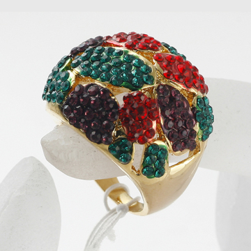 fashion full rhinestones multi-color enamel flower woman rings Crystal Jewelry Rings Wholesale