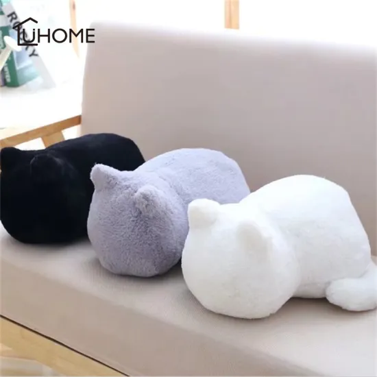 Plush Cat Cushions Pillow Cute Cartoon Cat Shape Back Shadow Kawaii Filled Animal Pillow Toys Home Textile Kids Christmas Gift