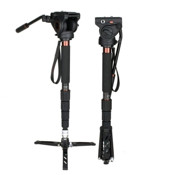 Carbon Fiber Video Camera Monopod with Fluid Head and Removable Tripod Base
