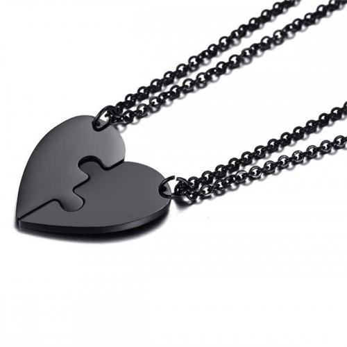 Stainless Steel Matching Puzzle Block Necklace