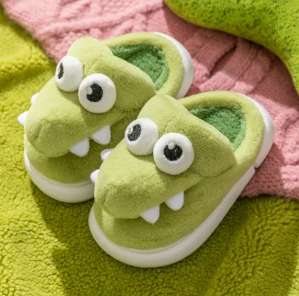 Cozy Alligator Patterned Cotton Slippers for Boys Toddlers: Perfect Winter Indoor Footwear for Babies