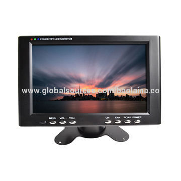 Car PC Monitor 7-inch LCD Monitor Widescreen 800*480 with VGA/AV input 12 volt Power for Car