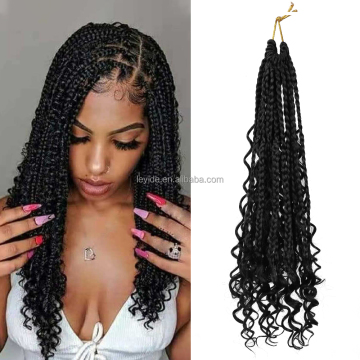 AliLeader Bohemian Crochet Box Braids 14 Inch Messy Box Braids Curly Ends Goddess Box Braids Crochet Hair Synthetic Crochet Hair