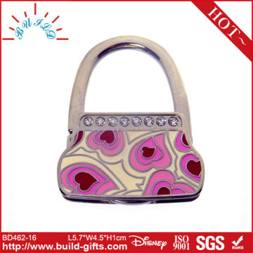 diamante pink metal portable bag hook/plastic bag hanger