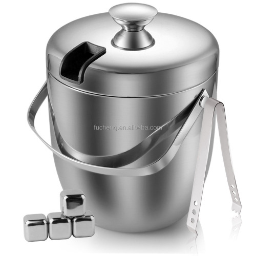 China 2.8L Polishing Stainless Steel Ice Bucket With Tongs Manufactory